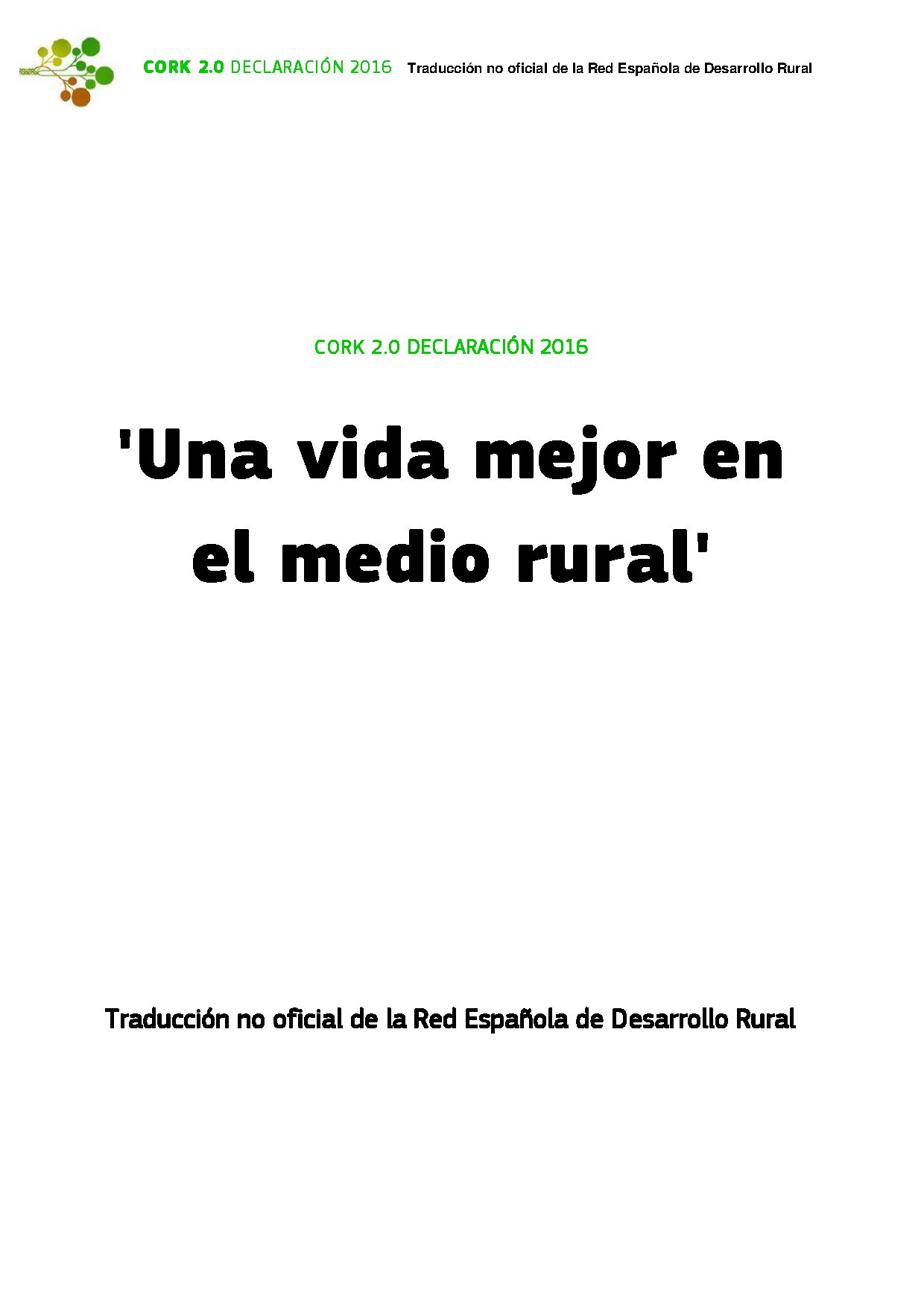 Declaración de Cork 2.0 (2016): Una vida mejor en el medio rural (traducción no oficial)