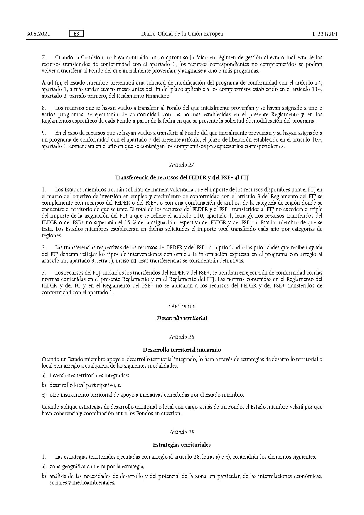 El desarrollo local participativo en los artículos 28 a 34 del reglamento 2021/1060.