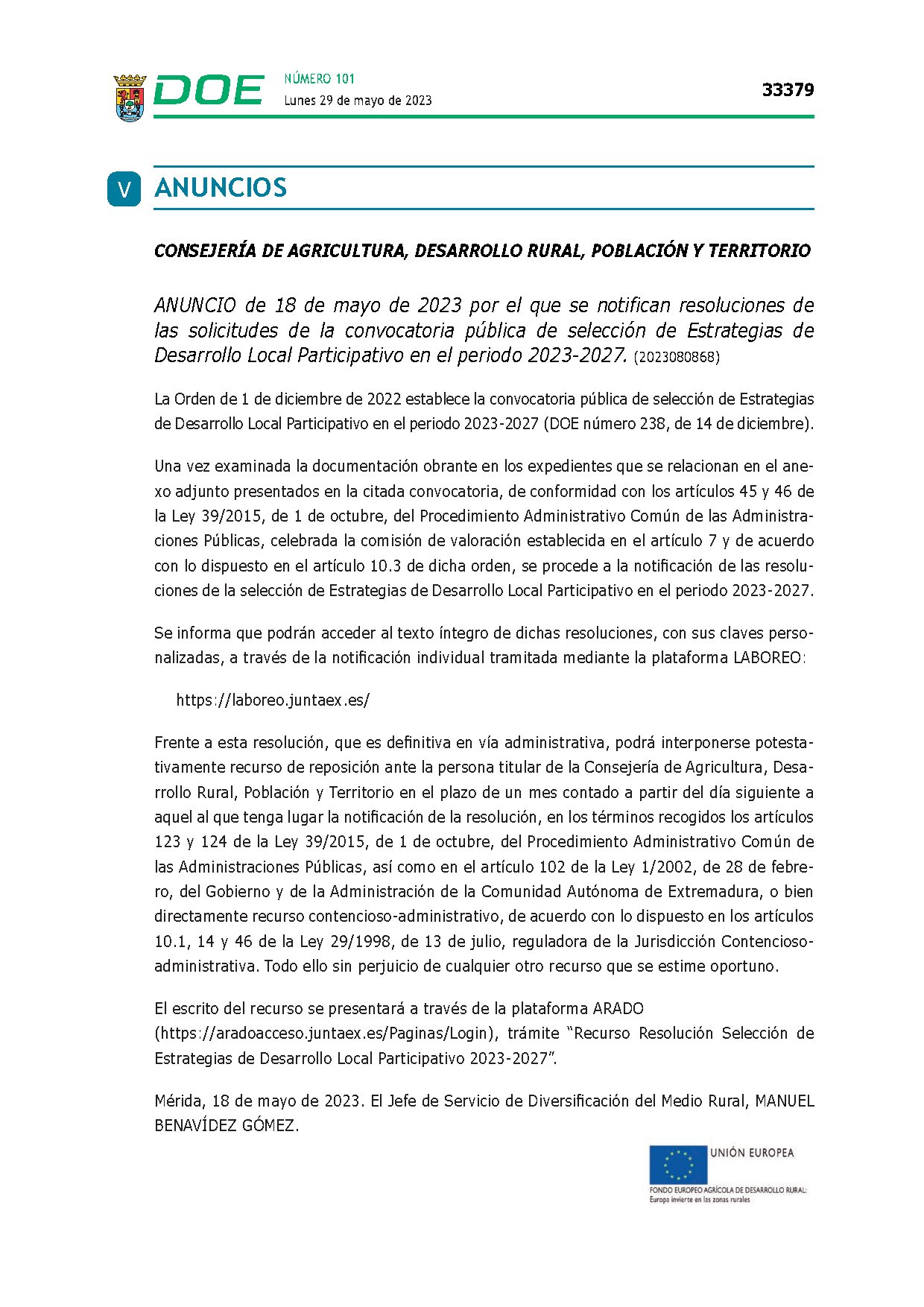 Anuncio Resoluciones selección de Estrategias DLP 2023-202