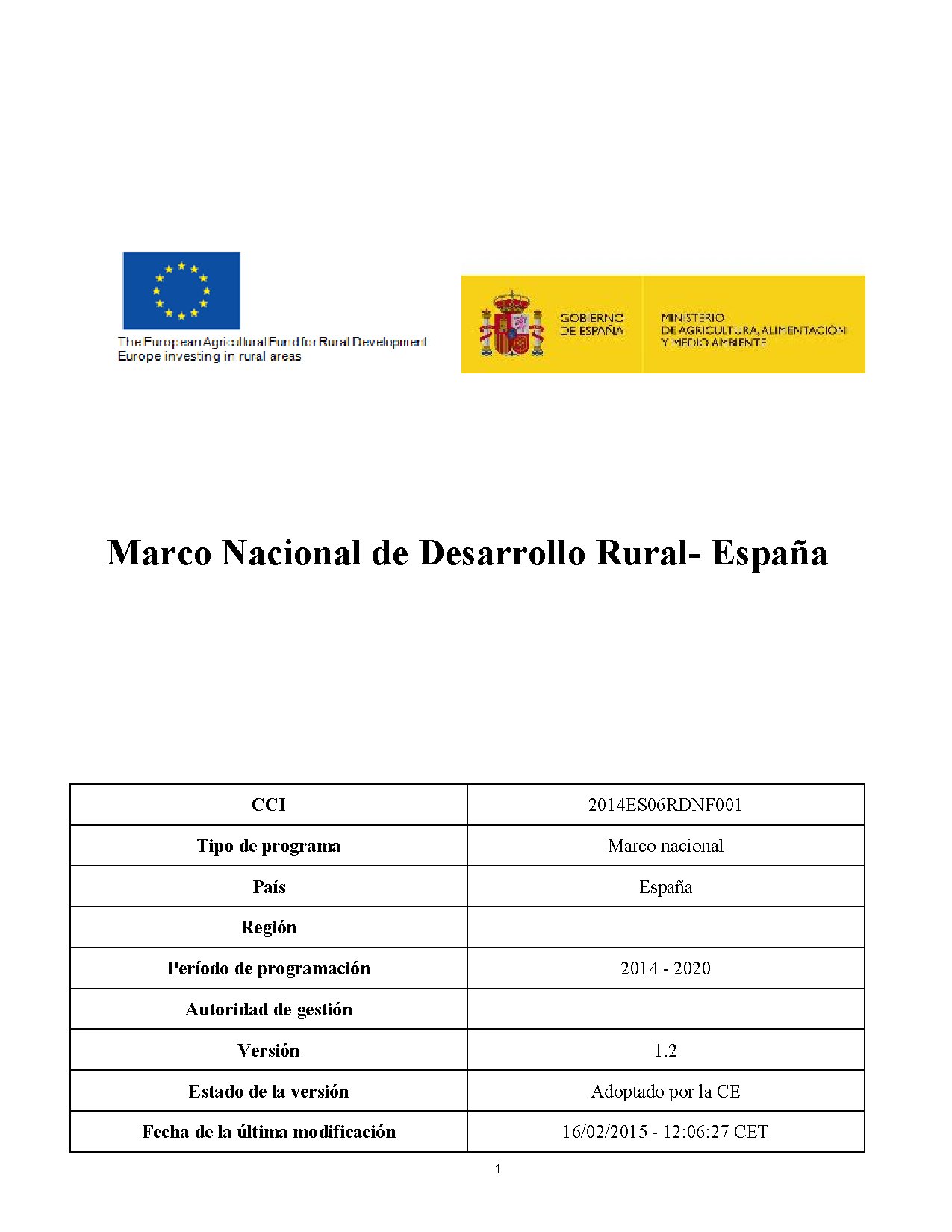 Marco Nacional de Desarrollo Rural